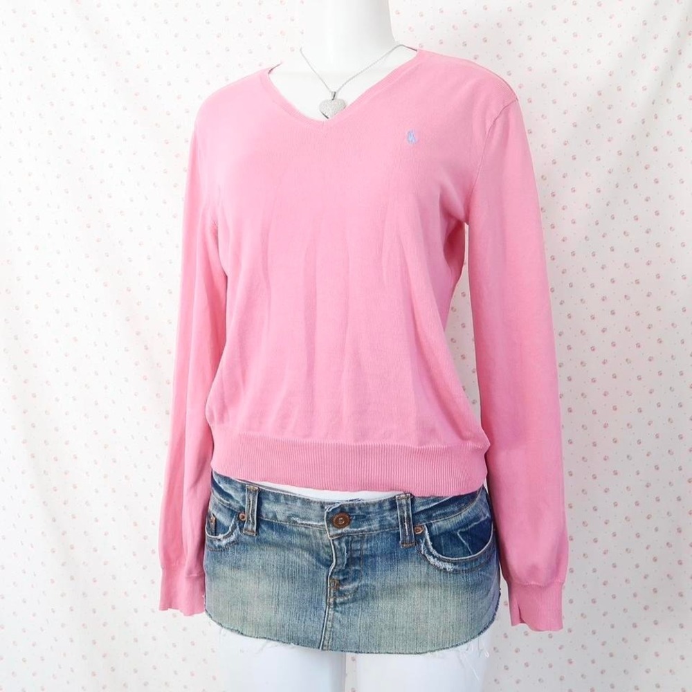 vintage ralph lauren pink sweater y2k preppy mean girls knit top